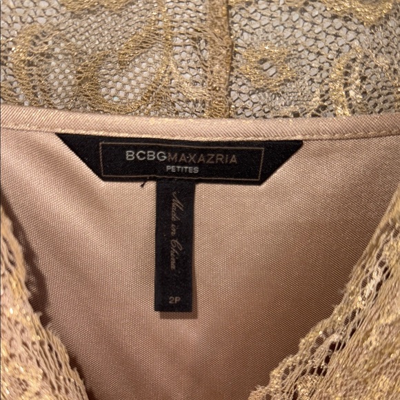 BCBG Maxazria Elegant Gold Lace Dress - Picture 4 of 6
